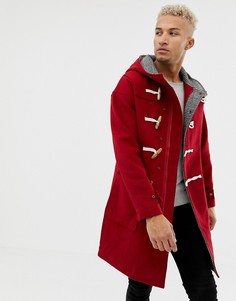 Красное шерстяное пальто с фиксаторами-тогл Pull&Bear - Красный