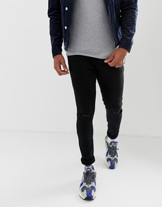 Черные джинсы скинни с рваной отделкой Pull&bear - Черный