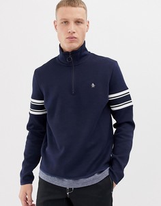 Темно-синяя спортивная куртка в полоску из пике Original Penguin - Темно-синий