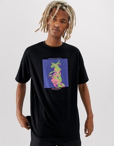 Oversize-футболка с принтом неоновой расцветки на груди ASOS DESIGN - Черный