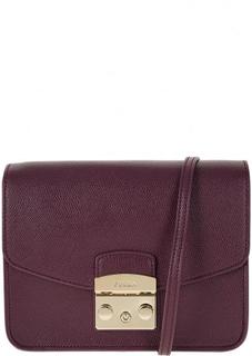 Маленькая кожаная сумка через плечо с откидным клапаном Metropolis Furla
