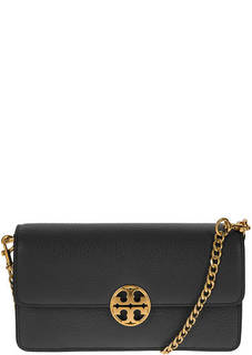 Клатч черного цвета из зерненой кожи Tory Burch