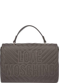 Коричневая стеганая сумка с короткой ручкой Love Moschino
