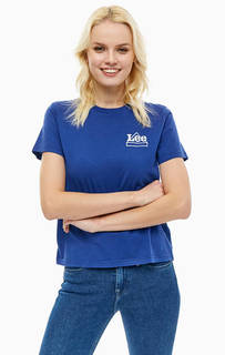 Синяя хлопковая футболка свободного кроя Lee