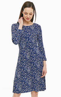 Синее платье из вискозы с расклешенной юбкой Gant