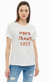 Хлопковая футболка с отделкой пайетками и бисером Pepe Jeans