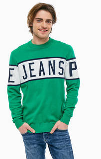 Зеленый хлопковый джемпер с круглым вырезом Pepe Jeans