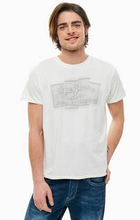 Белая хлопковая футболка с круглым вырезом Pepe Jeans