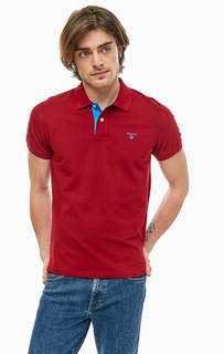 Бордовая футболка поло из хлопка Gant