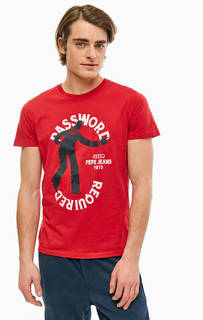 Красная хлопковая футболка с принтом Pepe Jeans
