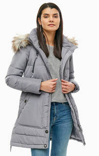 Длинный зимний пуховик с меховой отделкой Only