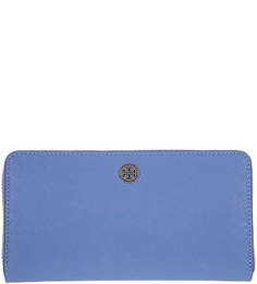 Синий кожаный кошелек на молнии Tory Burch