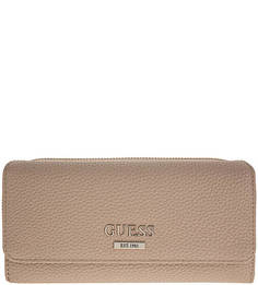 Бежевый кошелек с логотипом бренда Guess