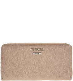 Бежевый кошелек на молнии Guess