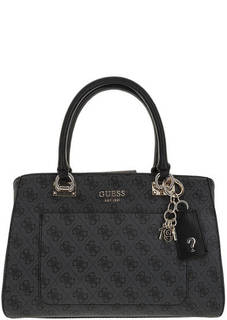 Серая сумка с монограммой бренда Guess