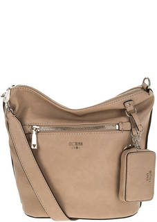 Бежевая сумка через плечо и длинной ручкой Guess