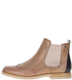 Бежевые кожаные полусапоги челси Tamaris