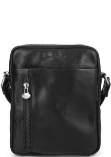 Черная кожаная сумка через плечо Gianni Conti