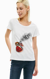 Белая хлопковая футболка с принтом Gas