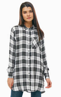 Туника-рубашка в клетку с нагрудным карманом Only