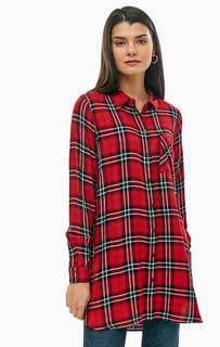 Туника-рубашка в клетку с нагрудным карманом Only