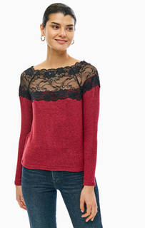 Бордовый джемпер с кружевной вставкой Vero Moda