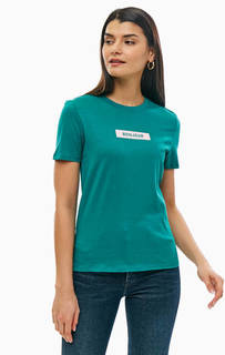 Бирюзовая хлопковая футболка с принтом Only
