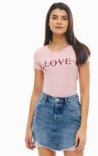 Розовая футболка с декоративной отделкой Only