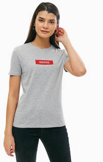 Серая хлопковая футболка с принтом Only