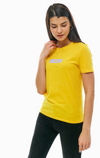 Желтая хлопковая футболка с принтом Only