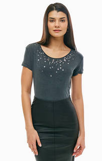 Хлопковая футболка с вырезом-лодочкой Only