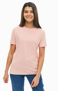 Розовая футболка из хлопка свободного кроя Selected