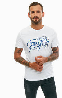 Хлопковая футболка с контрастным принтом Jack & Jones