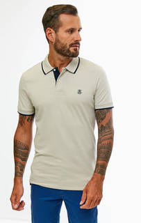 Серая хлопковая футболка поло Selected