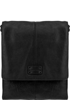 Черная кожаная сумка с откидным клапаном Gianni Conti