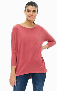 Тонкий розовый свитшот с отделкой стразами Only