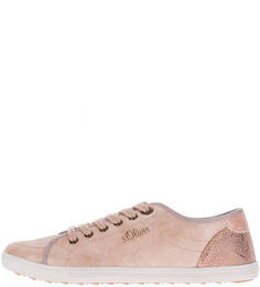 Кеды кораллового цвета на шнуровке S.Oliver