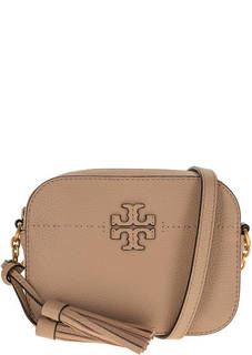 Маленькая сумка из зерненой кожи с тонким плечевым ремнем Tory Burch