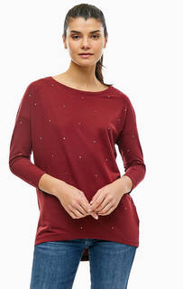 Тонкий бордовый свитшот с отделкой стразами Only