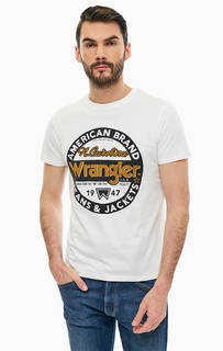 Белая хлопковая футболка с принтом Wrangler