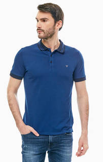 Хлопковая футболка поло синего цвета Guess