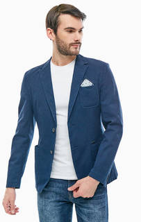 Хлопковый синий пиджак с карманами Guess