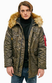 Удлиненная куртка с камуфляжным принтом Alpha Industries