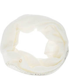 Шарф-хомут молочного цвета с принтом Trussardi Jeans