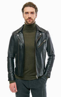 Куртка из натуральной кожи с косой молнией Selected
