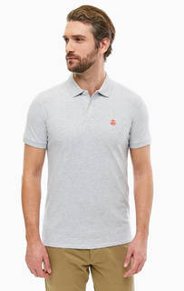 Хлопковая футболка поло серого цвета Selected