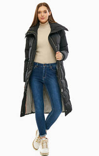 Длинный черный пуховик на молнии и кнопках Marc Opolo