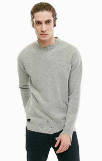 Серый шерстяной джемпер с рваным декором Diesel