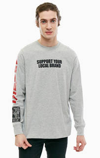 Серая хлопковая футболка с длинными рукавами Diesel