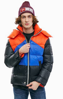 Разноцветный пуховик со съемным капюшоном Diesel